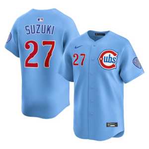 Men #27 Seiya Suzuki Popular Blue Cubbies Jerseys 343116-334 - Image 1