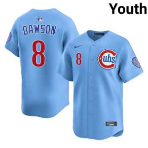 Youth MLB Blue #8 Andre Dawson CHC Jersey 636181-859 - Image 1